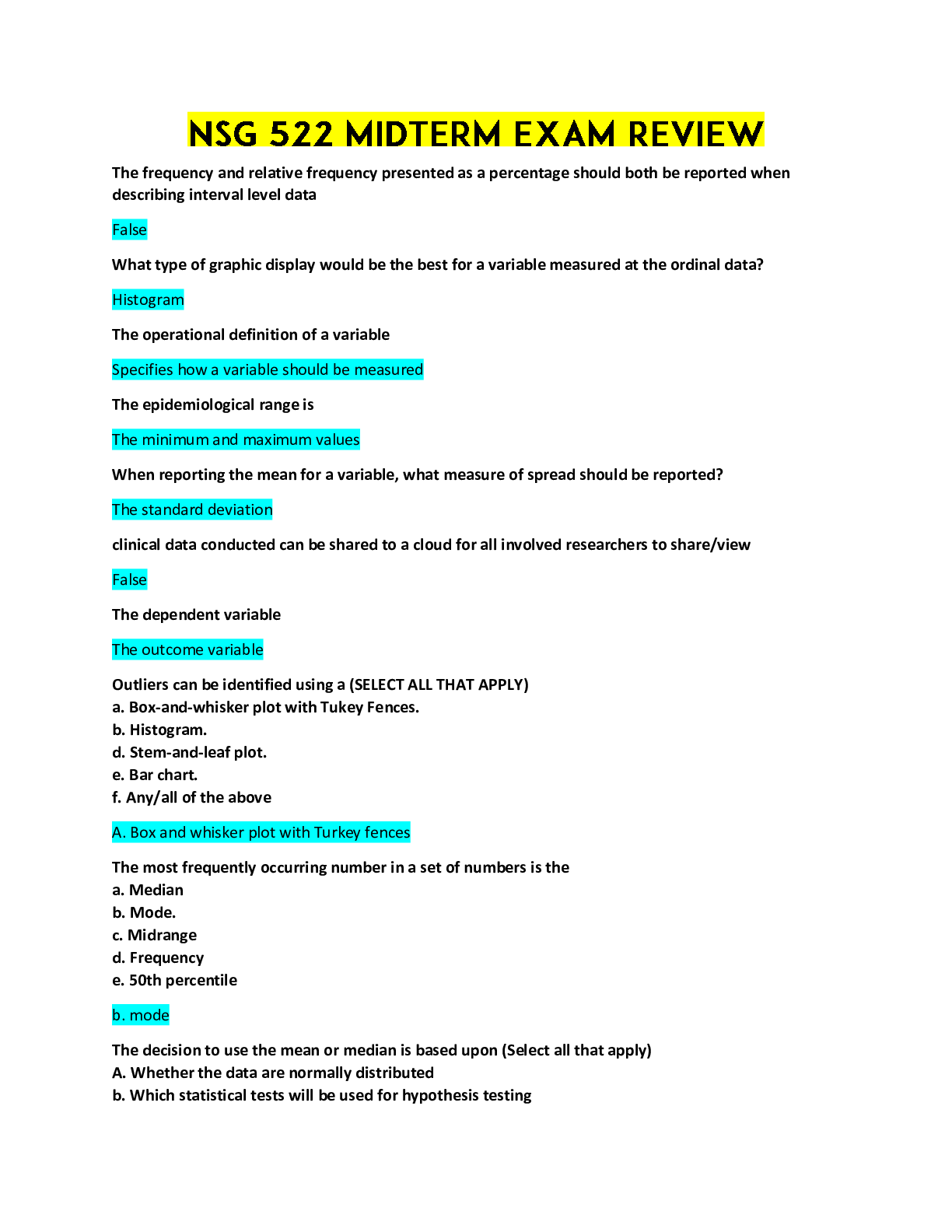 Preview image for NSG 522 MIDTERM EXAM REVIEW